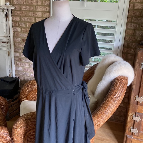 KOSAN Go Travel WRAP Dress Black POCKETS Packable XL EXCELLENT - Picture 3 of 7